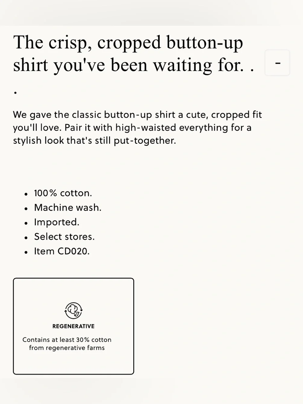 NWT JCrew Cropped Button Up Shirt Size 0 White Regenerative Cotton $118 CD020 - Picture 12 of 14